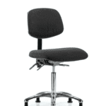 Fabric ESD Chair - Medium Bench Height with Seat Tilt & ESD Stationary Glides in ESD Black Fabric
