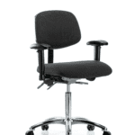 Fabric ESD Chair - Medium Bench Height with Seat Tilt, Adjustable Arms, & ESD Casters in ESD Black Fabric