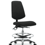 Fabric ESD Chair - Medium Bench Height with Medium Back, Chrome Foot Ring, & ESD Casters in ESD Black Fabric
