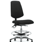 Fabric ESD Chair - Medium Bench Height with Medium Back, Chrome Foot Ring, & ESD Stationary Glides in ESD Black Fabric