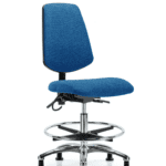 Fabric ESD Chair - Medium Bench Height with Medium Back, Chrome Foot Ring, & ESD Stationary Glides in ESD Blue Fabric