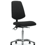 Fabric ESD Chair - Medium Bench Height with Medium Back & ESD Stationary Glides in ESD Black Fabric