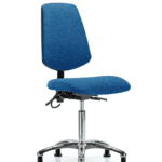 Fabric ESD Chair - Medium Bench Height with Medium Back & ESD Stationary Glides in ESD Blue Fabric